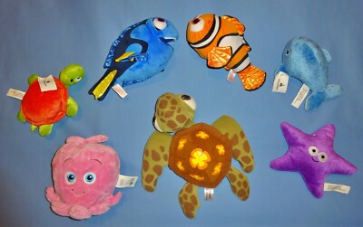 Disney Plush Nemo-PEARL Octopus-Dory-turtle-Squirt-whale-Starfish
