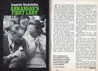 June Rockefeller JEANETTE ROCKEFELLER 1968 FEATURE ARKANSAS FIRST LADY wife of GOVERNOR ...