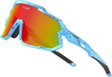 X-TIGER Kids Sunglasses Polarized Youth Baseball Youth, Blue Pink Polka Dot