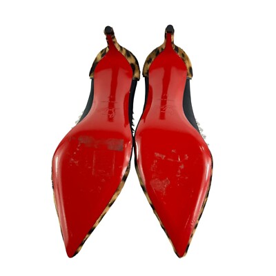 CHRISTIAN LOUBOUTIN Galativi Spikes 85 Leopard Mesh Heels Pump 37
