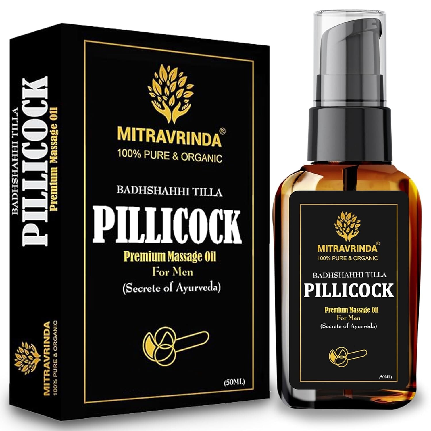 Pillicock Ayurvedic Massage Oil for Men Natural Formula to Lift-Up