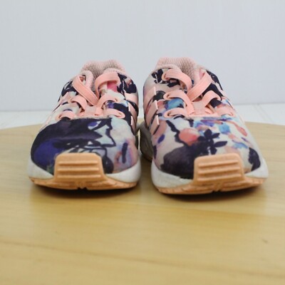 Flower゜・*:.。❁ Adidas Toddlers ZX Flux Floral Sneakers Size 5K #BB2882 Ortholite