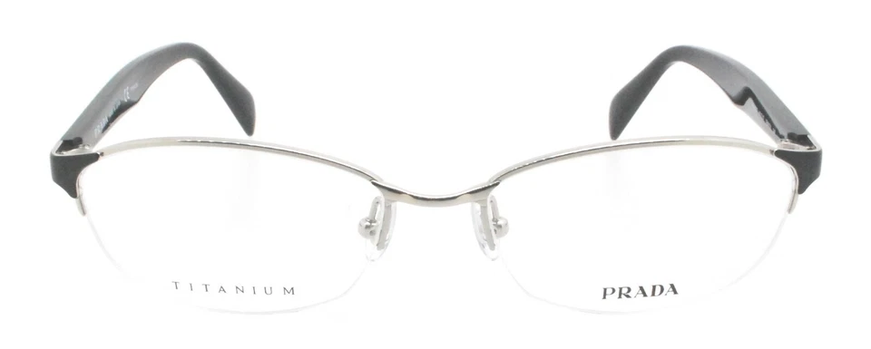 New Authentic Prada VPR 53Q 7BN1O1 Japan Silver Titanium Half Rim Eyeglasses NOS - Image 2 of 4