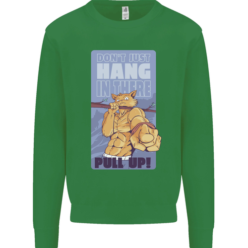 Pull Up Funny Cat Gym Training Kids Sweatshirt Jumper - Picture 59 of 97