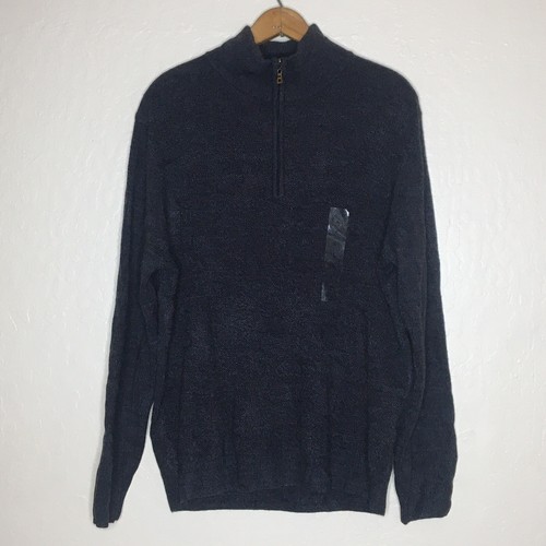 Wetterfester Vintage Struktur Pullover 1/4 Zip Pullover anthrazit Gr. L #178