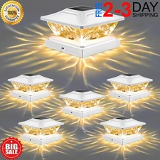 Solar Post Cap Lights Outdoor: 6 Pack Bright 2 Modes LED Solar Fence Deck Lights