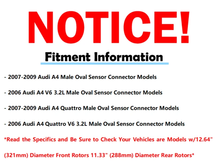 Kit de pastillas de freno de cerámica rotores de disco delanteros y traseros para Audi A4 Quattro 2005-2009 Foto 4 de 4