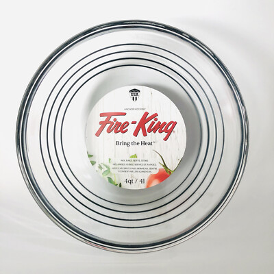 Fire-King Thick Clear Glass Mixing Bowl 4 Qt Anchor Hocking Mix Bake Serve Store