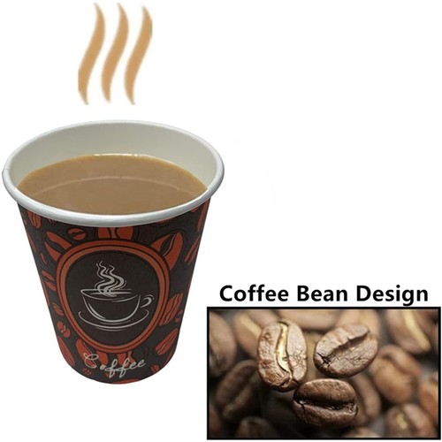 1000 Ct Disposable Paper Hot Coffee Cups Coffee Bean Design WHOLESALE LOT - 8oz - Picture 5 of 7
