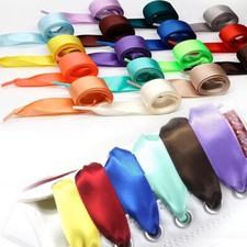 1Pair Flat Silk Shoe Laces Satin Silk Ribbon Sneaker Shoe Strings Wide Shoelaces