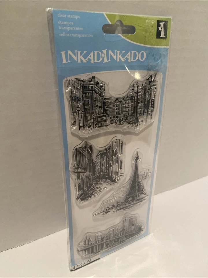 Inkadinkado Clear Stamps Set Travel Sketches Eiffel Tower Paris Brooklyn Venice - Image 3 of 4