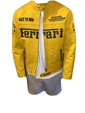 Mens Ferrari Leather Jacket Schumacher 2003 Motor Bike Leather Rrp £895, Yellow