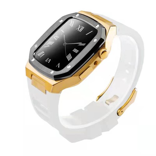 Fluororubber Band Stainless steel Case Royal Oak Mod For Apple Watch 44/41/45mm - Zdjęcie 21 z 21