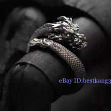 Pan Long Ring Thai Silver Men's Trendy and Dominant Adjustable Ring