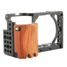 NICEYRIG A6400 Camera Cage with Wooden Handgrip Cold Shoe for Sony A6300 A6000