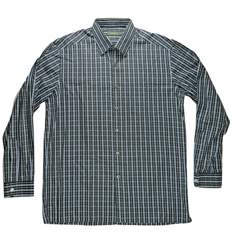 Camisa para hombre Ermenegildo Zegna XL a cuadros informal a rayas con botones de diseñador - Imagen 2 de 10
