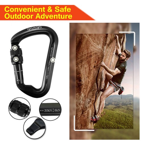 30KN Screwgate Locking Carabiner Heavy Duty D-Ring Clip Hook Tree Rock Climbing - Picture 7 of 14