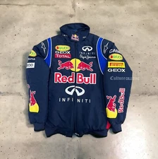 Red bull F1 Racing Vintage Style - Fully Embroidered - Cotton Insulated Jacket
