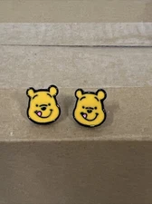 Winnie The Pooh Character Face Metal Enamel Stud Earrings New