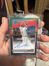 2020 Panini Donruss Optic - Rated Rookie Signatures Aristides Aquino Green Mojo 