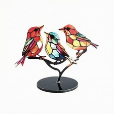 Acrylic Bird Ornament Multicolor Ornamento De P&aacute;jaro Peque&ntilde;o Colorido for