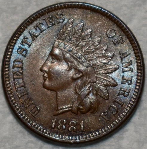 AU-UNC 1881 Indian Head Cent, Razor-Sharp & Highly Lustrous.