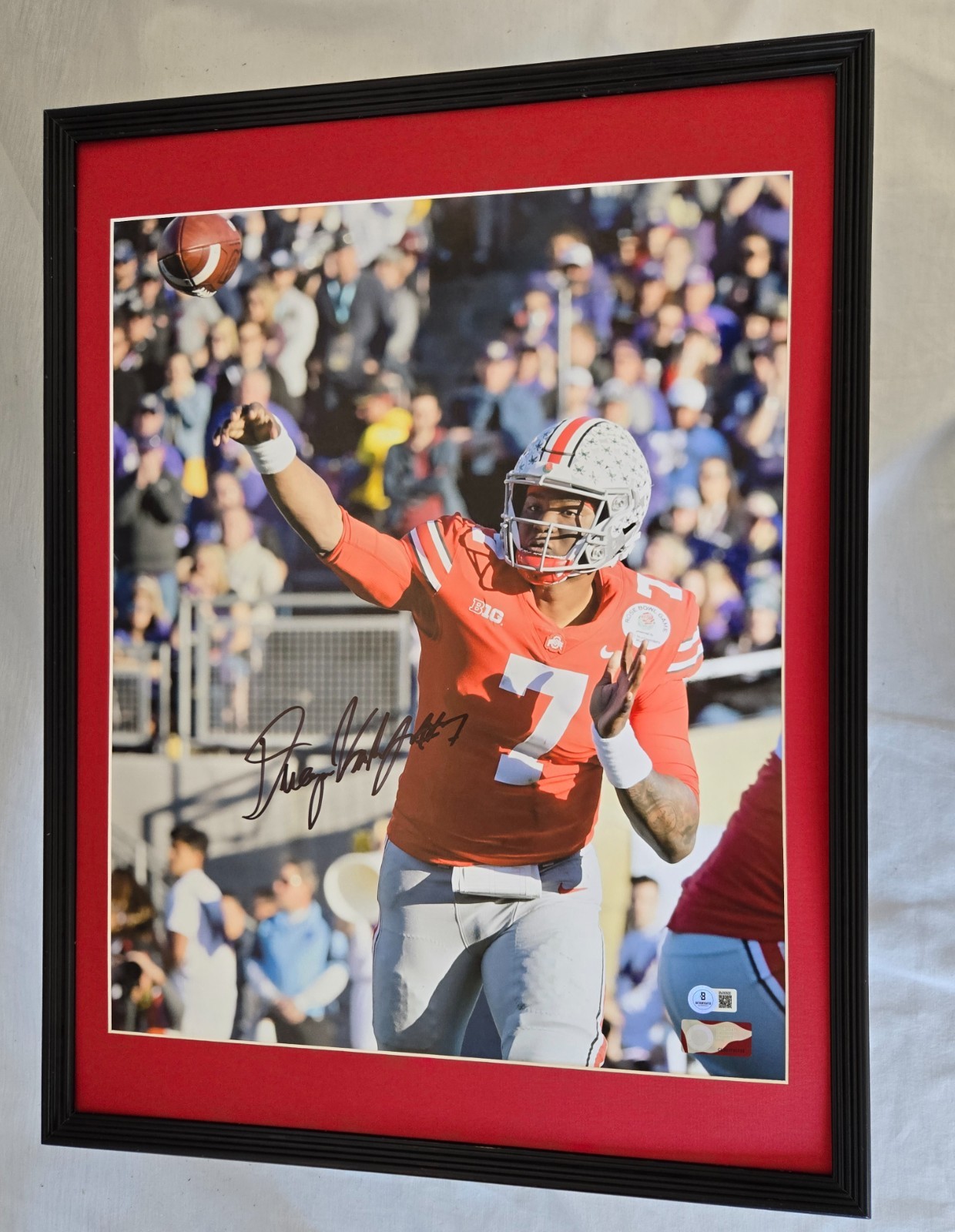 Dwayne Haskins Signed Framed Photo Display 18x24 BECKETT Ohio State