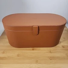 Dyson Airwrap Styler Leather Large Storage Hard Box Brown Traveling Case Only