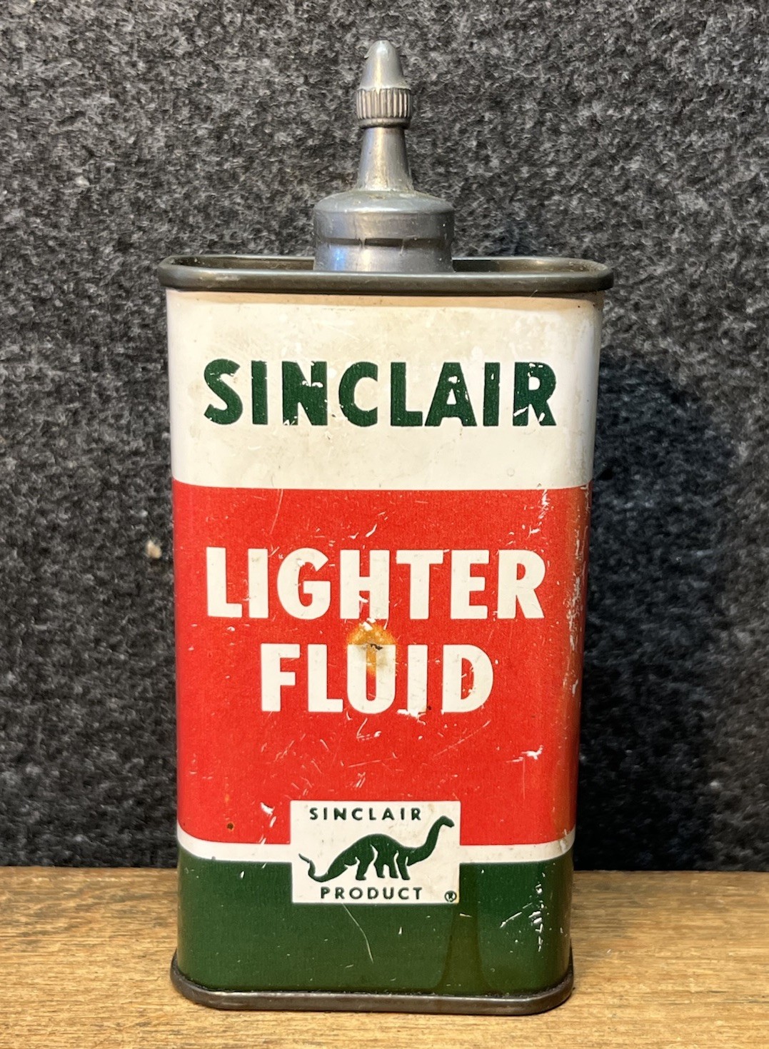 Fluid 4oz Lead Top Handy Oiler Oil Can Tin Dino