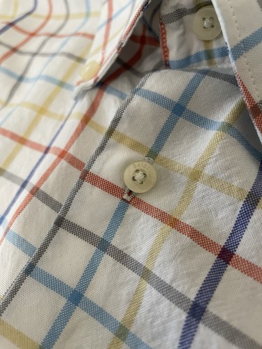 Barbour Plaid 100% Cotton Button Up Short Long Sleeve White Regular Fit Men’s L - Picture 6 of 10