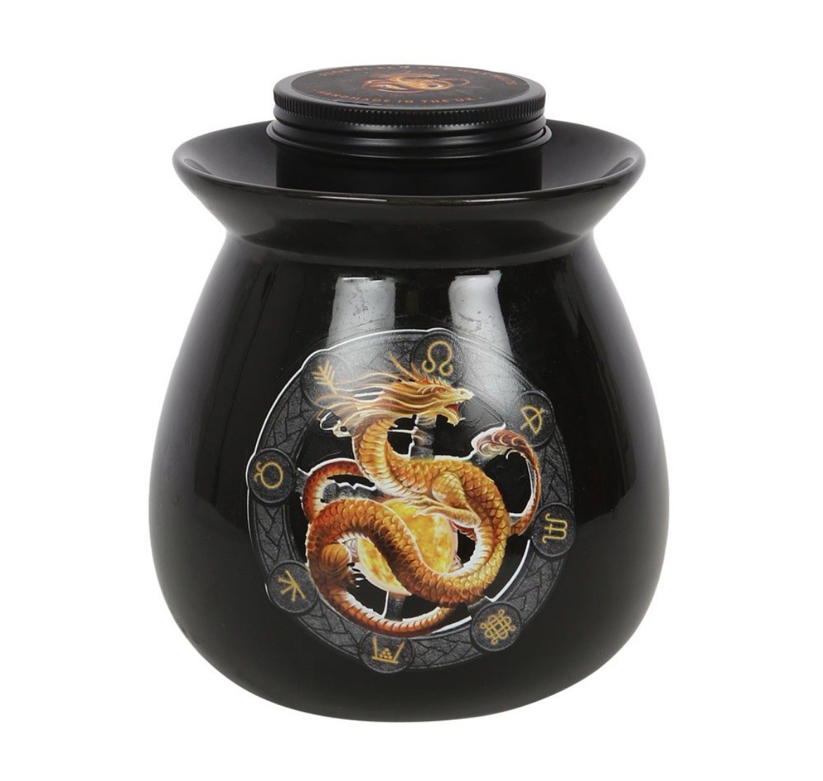 Anne Stokes Litha Black Wax Melt Oil Burner Gift Set Dragon Halo Of Sabbat Pagan
