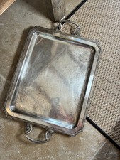 Petit Plat En Métal Argenté 25x15 Cm - Plateau De Service Occasion
