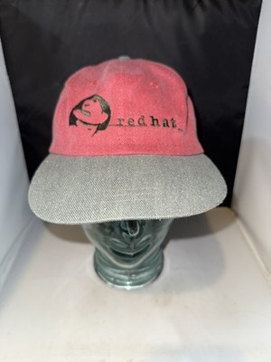 VINTAGE 90s Red Hat Enterprise Linux Baseball Adjustable Hat - Headshot - RARE 