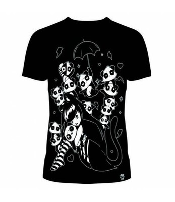 Camiseta Miss Panda Negra Chica Niña Orejas Osos Pandas  INNOCENT