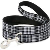 "Dog Leash 6-FEET Plaid Black/White Narrow 0.5\" (Us Import)"