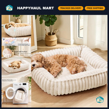 Calming Medium Dog Bed  Cat Bed for Indoor Pets 24"x20" - Ivory Color