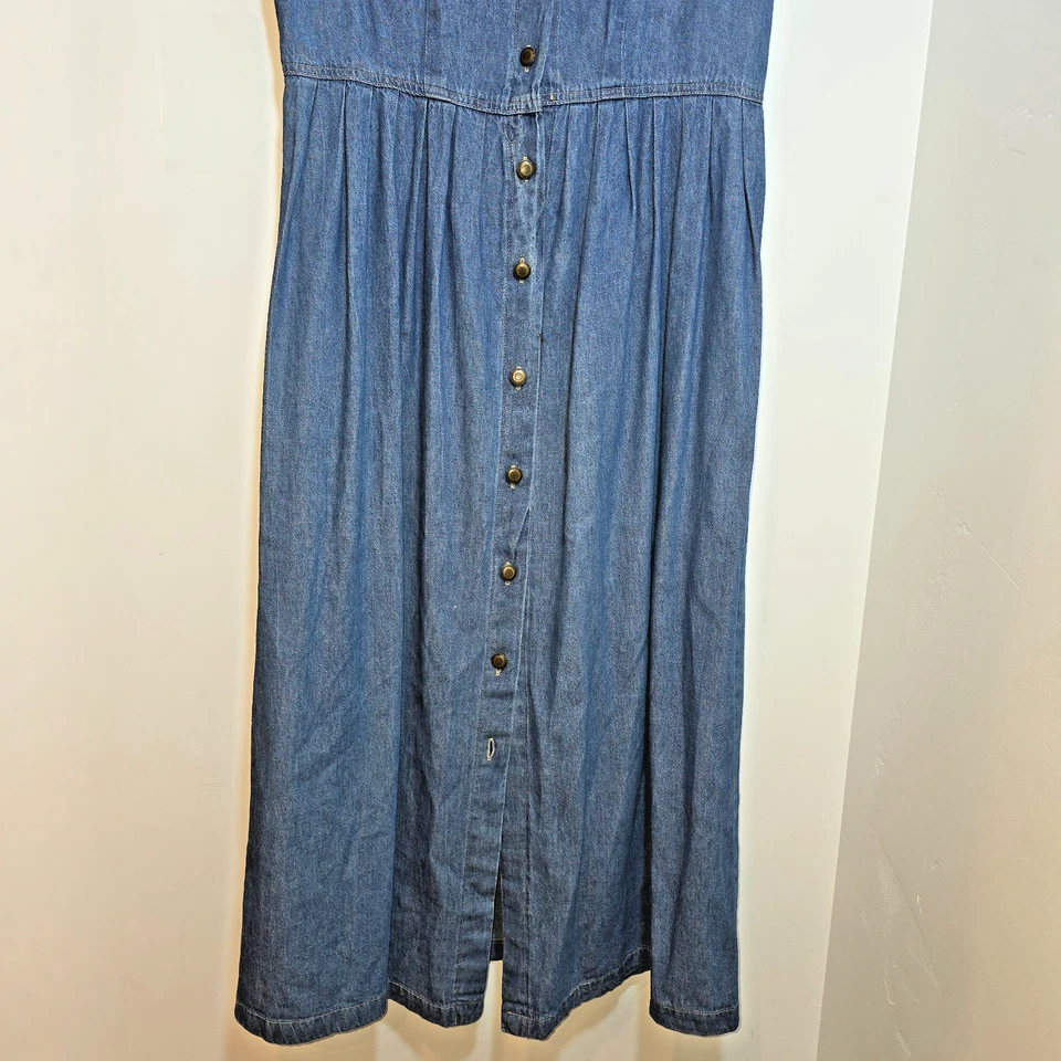 Vestido VINTAGE My Michelle Mujer XL Azul Denim Abotonado Maxi Jean Lavado Oscuro Años 90 Foto 4 de 4