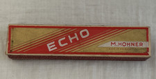 Vintage M. HOHNER ECHO Double HARMONICA RED BOX Made in Germany Brass Plates