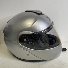 Shoei Neotec Silver Modular Motorcycle Helmet Size Large With Sunglasses
