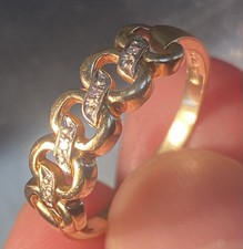 Vintage 1993 9ct Gold Diamond Ring 375 London Hallmarked Size S 2.6g
