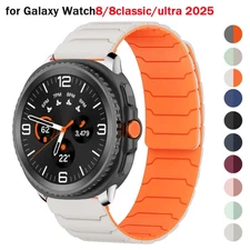 Magnetic Silicone Band for Galaxy Watch 8/8 Classic 40mm 44mm 46mm Ultra 2025 47