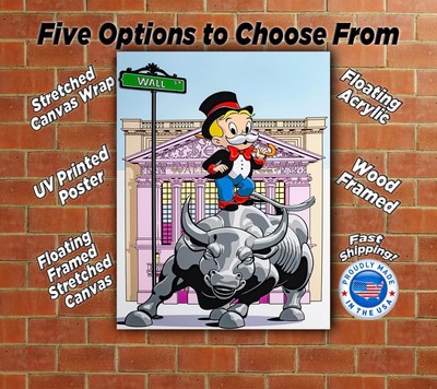 Alec Monopoly Wall St. Bull Canvas Wrap Wall Decor PosterWall Art Print