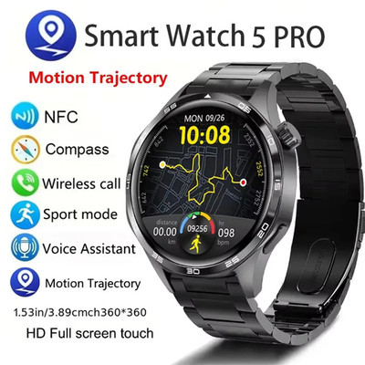 Watch 5 Pro Smartwatch Men AMOLED HD Bluetooth Call GPS NFC Heart Rate Compass