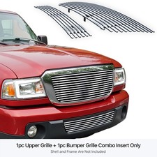 For 2006-2012 Ford Ranger Stainless Steel Chrome Grille Insert Combo