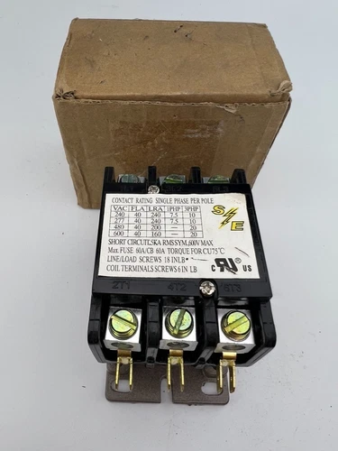 S&E 40 Amp 3 Pole Contactor 600V Coil HVAC Motor Starter Replacement *NEW