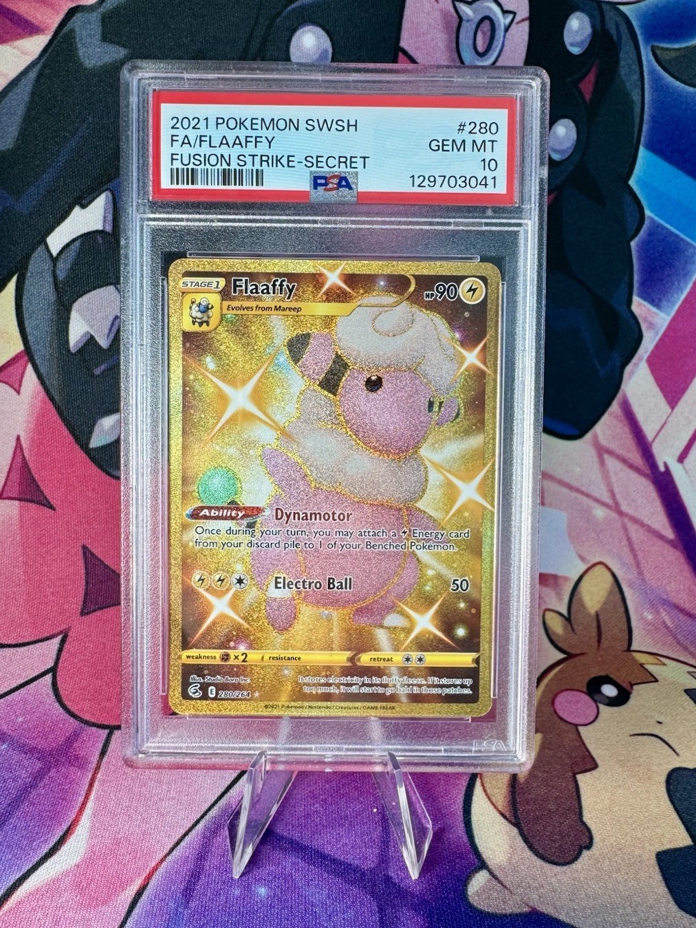 PSA 10 GEM MINT 2021 Pokemon Fusion Strike Flaaffy Gold Secret 280/264