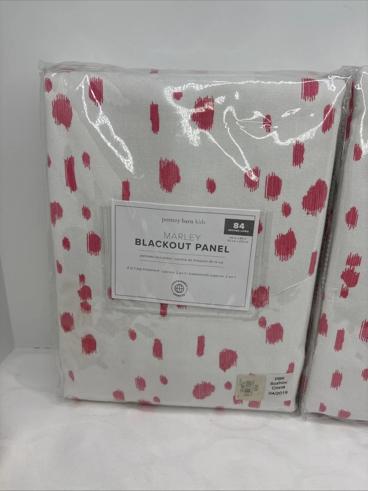 Paneles de cortina Pottery Barn Kid Marley Blackout 2 en 1 44”x 84” rosa blanco nuevo en stock Foto 3 de 4