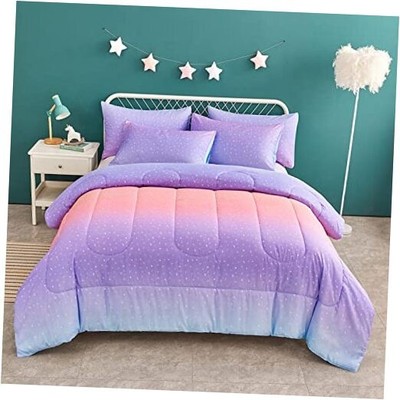 Pink Glitter Rainbow Kids Comforter Sets Full/Queen Size for Teen Girl &Boys 