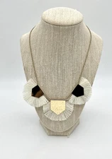 ZAD Boho Statement Bib Necklace Gold Tone Geometric Fringe Tassel Costume Gypsy