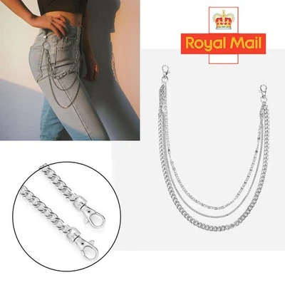 3 Layer Jeans Trousers Key Chain Rock Chains Pants Body Metal Belt Punk Unisex